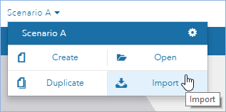 Import option in scenario drop-down